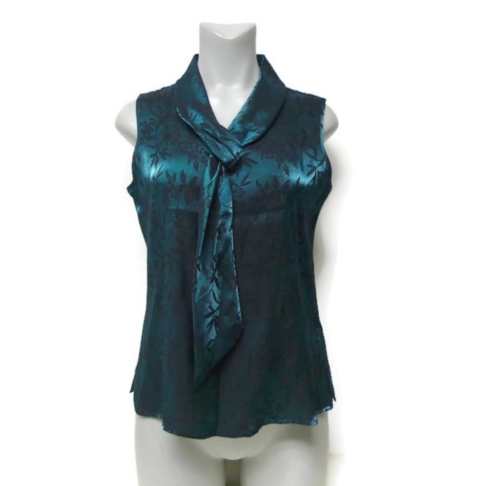 90s Karen Scott sleeveless iridescent brocade blouse . small